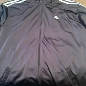 Men’s Black Adidas Track Jacket with White Stripes